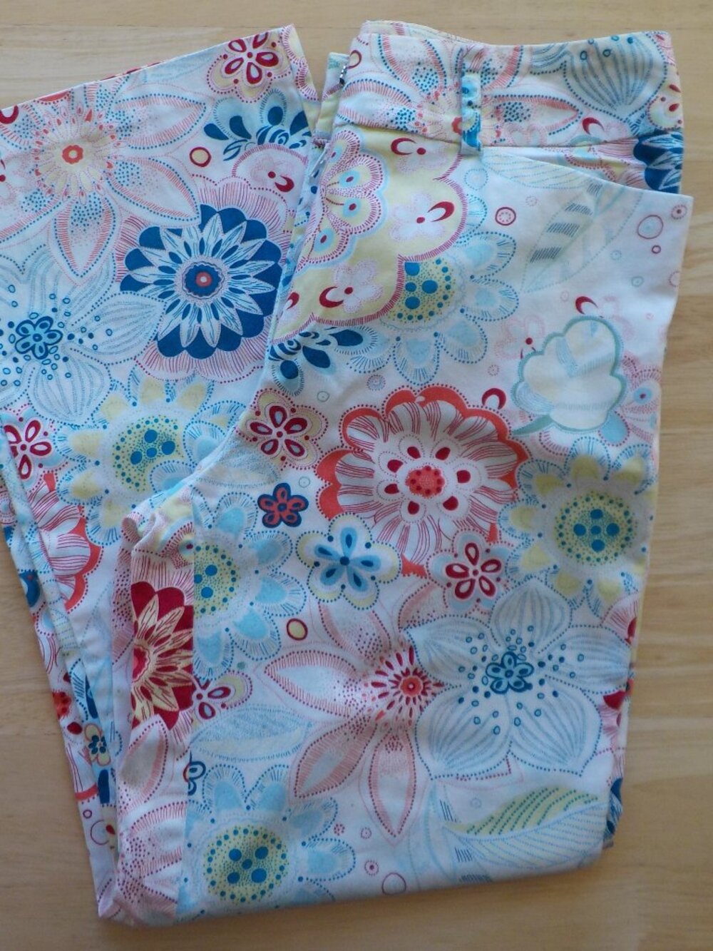 Tribal Floral Print Pants in Blue, Red, Yellow